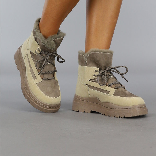 Khaki Chunky Schneestiefel