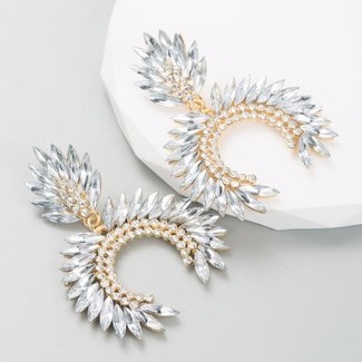 Große Strass-Ohrringe Weiß