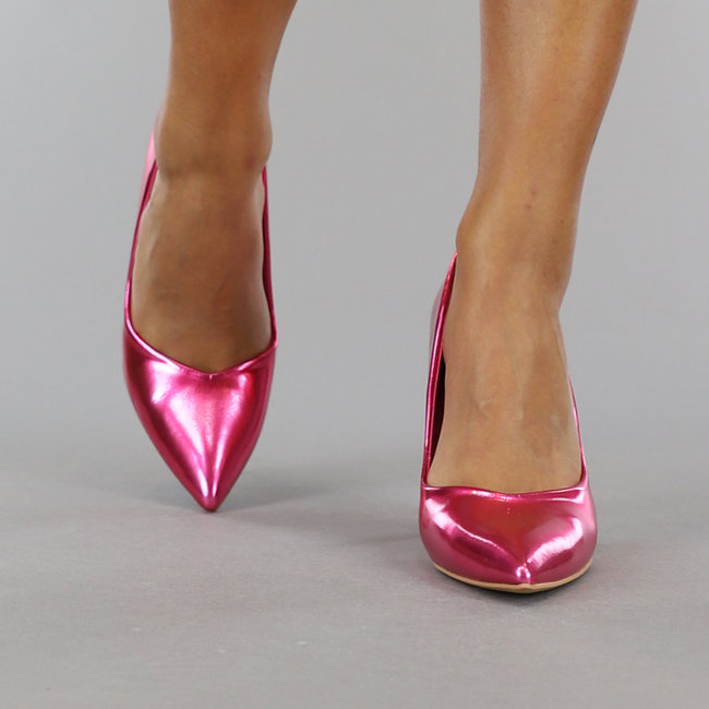 Fuchsia Metallic Pumps mit spitzer Nase