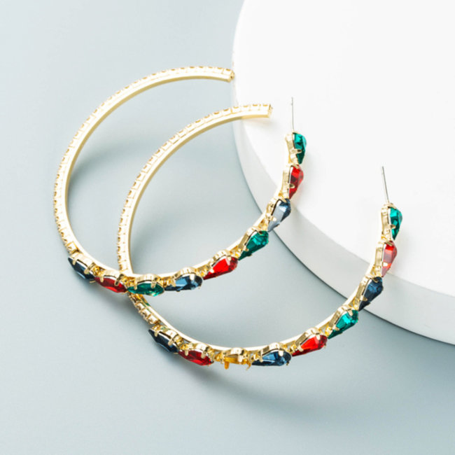 Gold/Multicolor-Ohrringe mit Diamanten