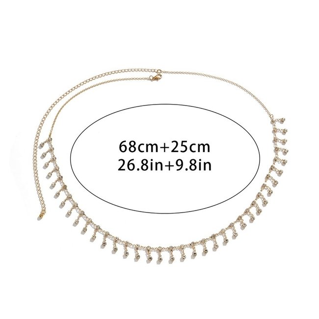 Silberne Bodychain mit Strassanhängern