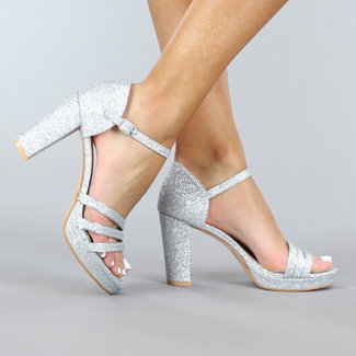 Glam Glitter Sandalen Silber