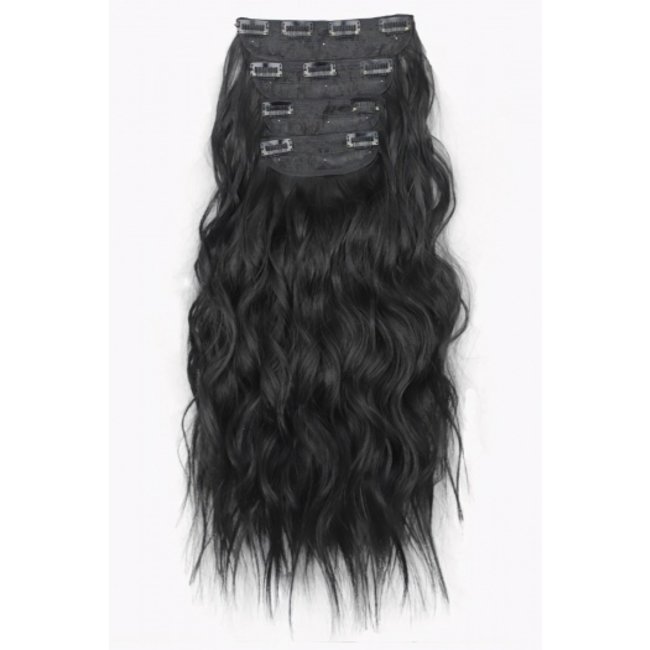 Schwarze Clip-In Extensions mit Strich