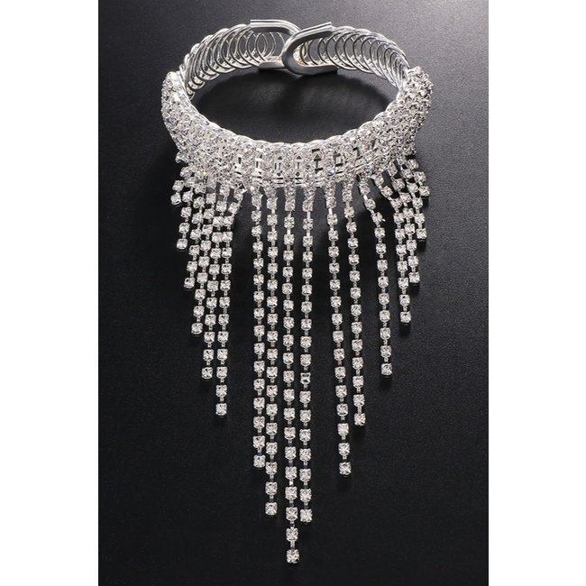 Silberner Wasserfall-Armschmuck mit Strass