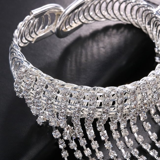 Silberner Wasserfall-Armschmuck mit Strass