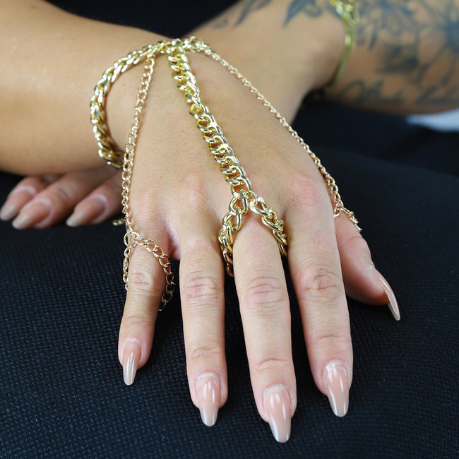 Dreiteiliger Handschmuck aus massivem Gold