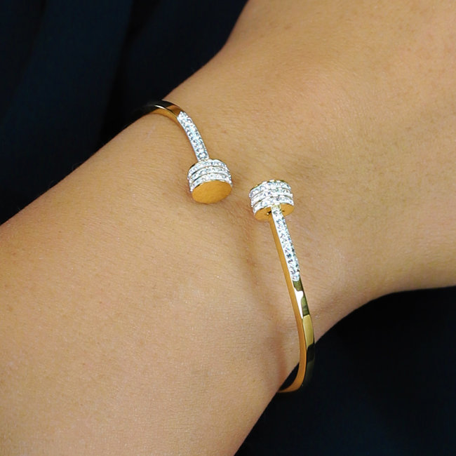 Asymmetrisches Armband Rose Gold & Gold mit Steinen