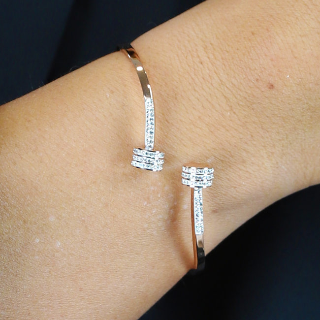 Asymmetrisches Armband Rose Gold & Gold mit Steinen