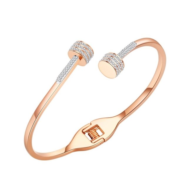 Asymmetrisches Armband Rose Gold & Gold mit Steinen