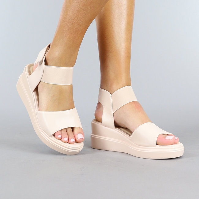 Beige Basic Sandalen mit Keilabsatz