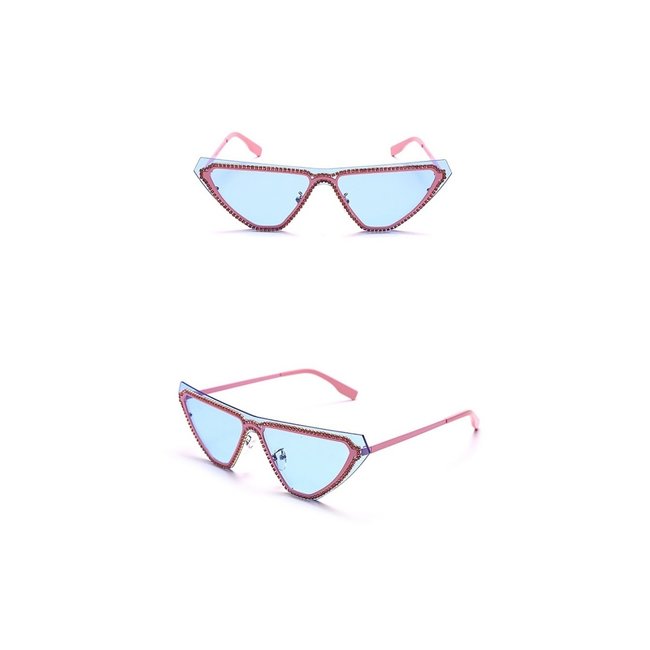 Blaue Cateye Festivalbrille mit Strass