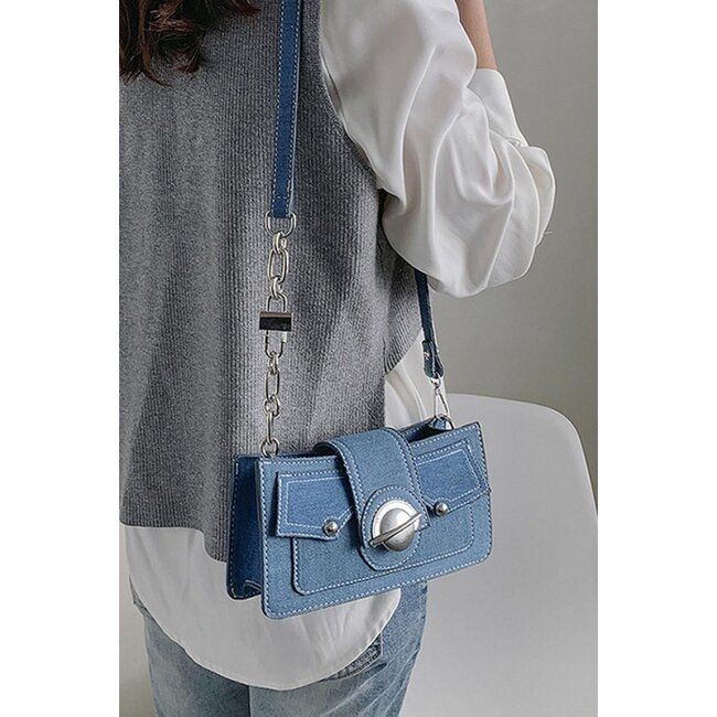 Dunkelblau Rechteckige Tasche aus Denim Rechteckige Tasche