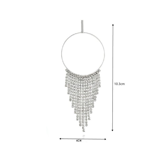 Runde Silberohrringe mit Strass-Wasserfall