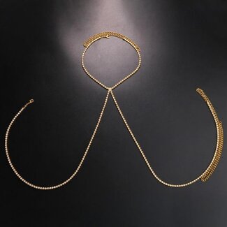 Gold Strass zwischen Brüsten Halskette