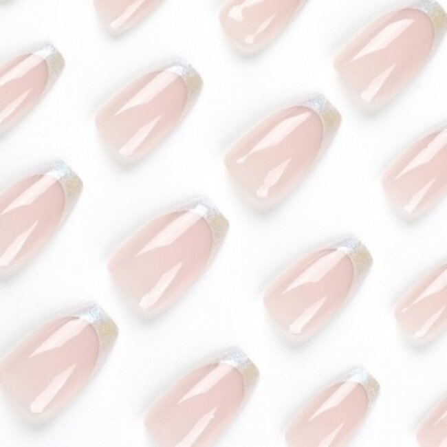 Nackte Glitzer French Tip Kunstnägel