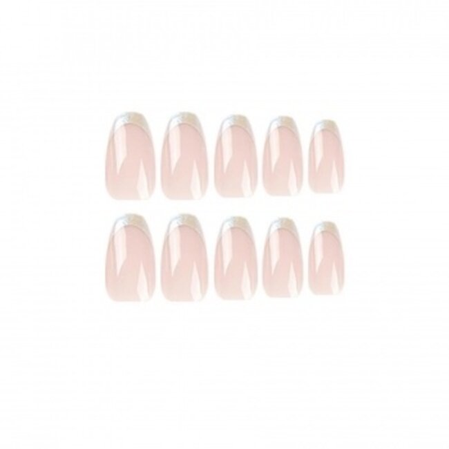 Nackte Glitzer French Tip Kunstnägel