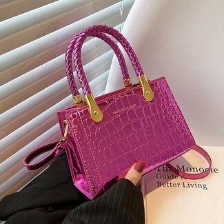 OP=OP! Kleine Fuchsia Metallic-Kroko-Tasche