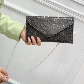 OP=OP.14.AV Anthrazit mit Strass überzogene Clutch