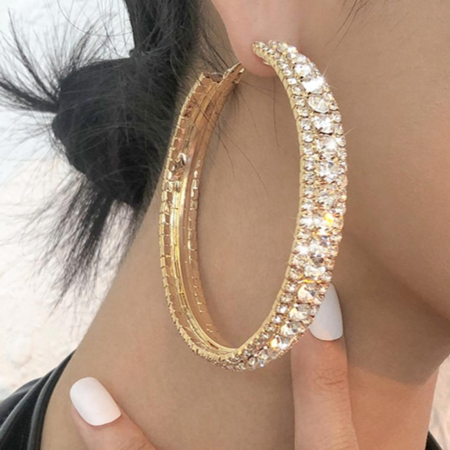 Gold Strass-Ohrring Ringe