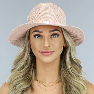 SALE50 Rosa Hut mit Perlen