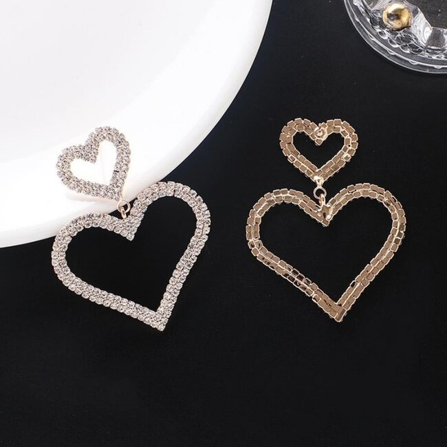 Gold Glitter Hearts Ohrringe