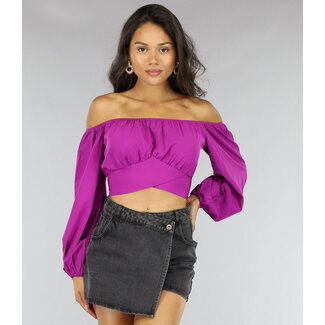 Lila schulterfreies Top