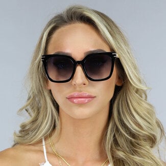 NEW1406 Edle schwarze Sonnenbrille mit goldenen Beinen