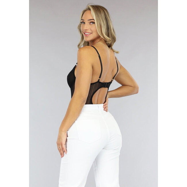 Durchsichtiger Bodysuit mit Streifen