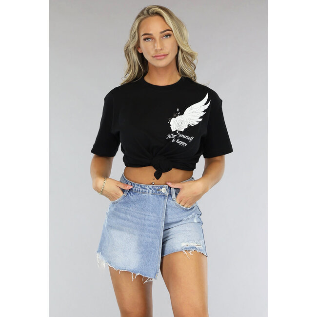 Schwarzes Flügel-T-Shirt