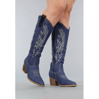 Cowboystiefel aus dunkelblauem Denim