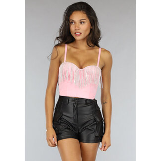 Hellrosa Strass-Bustier