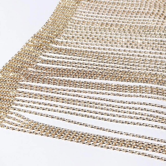 Gold Wasserfall Strass Bodychain mit Schnalle