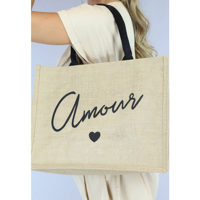 Große Strandtasche mit "Amour"-Text