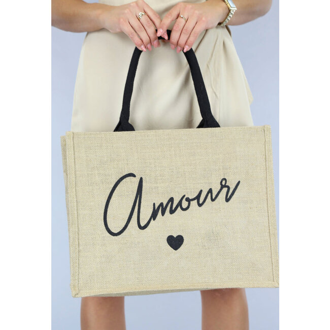 Große Strandtasche mit "Amour"-Text