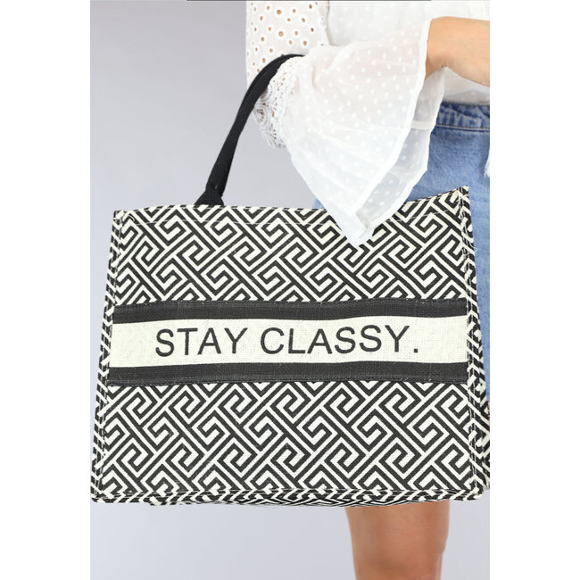 Große Strandtasche mit Text "Stay Classy" Weiß