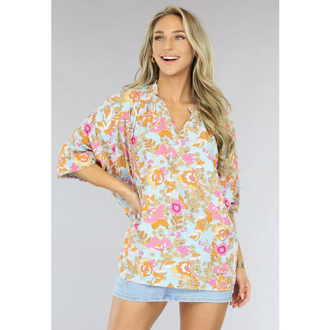 Sommerliche Chiffonbluse mit Blumendruck