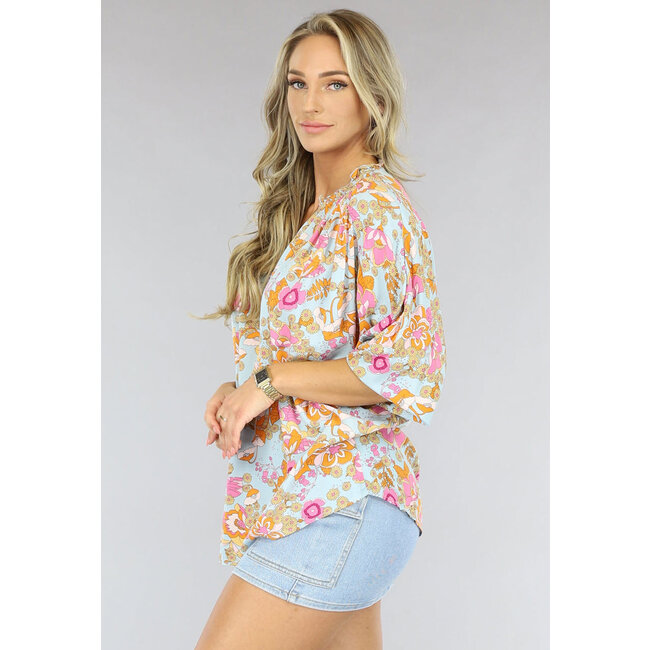 Sommerliche Chiffonbluse mit Blumendruck