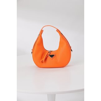 ORANJE-F Runde orangefarbene Tasche in Lederoptik