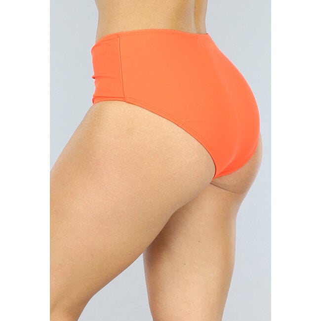 Orangefarbenes Bikiniunterteil mit mittlerer Taille und V-Detail