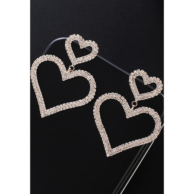 Gold Glitter Hearts Ohrringe