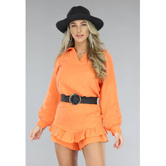 NEW2106 Orange Musselin-Skort-Set