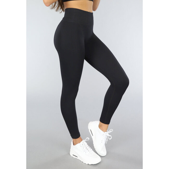 Schwarze Sporthose aus geripptem Stoff mit Scrunch