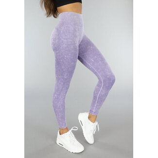 OP=OP.14.AV Fliederfarbene Stretch-Sport-Leggings aus geripptem Stoff