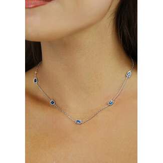 BF2023 Silberne Halskette mit blauen Steinen