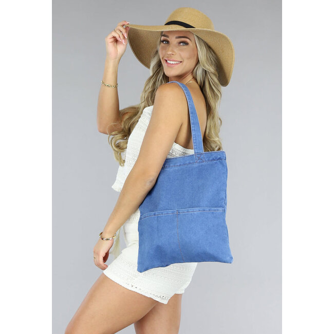 Tote Tasche aus blauem Denim