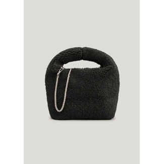 SALE80 Flauschige schwarze Handtasche
