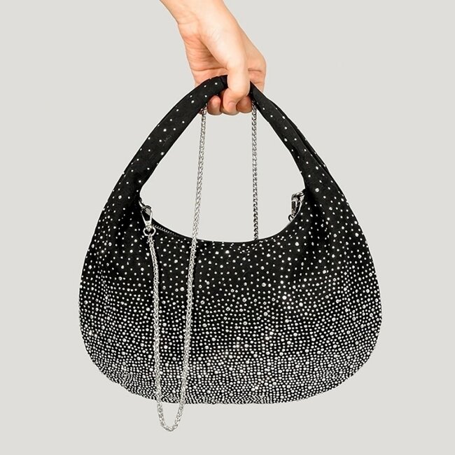 Schwarze Handtasche mit Glitzer