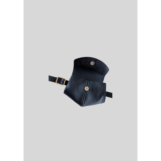 Schwarze Hüft-/Riementasche mit Druckknopf