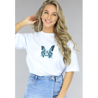 OP=OP.14.AV Weißes T-Shirt mit Schmetterling