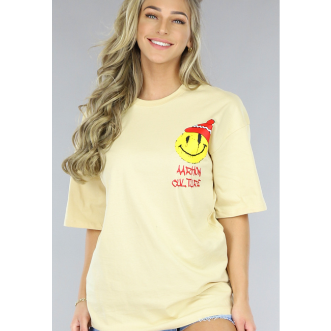 Beigefarbenes Smiley T-Shirt